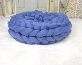 40 cm wool wreath made of merino wool to decorate yourself Advent wreath door wreath dove blue