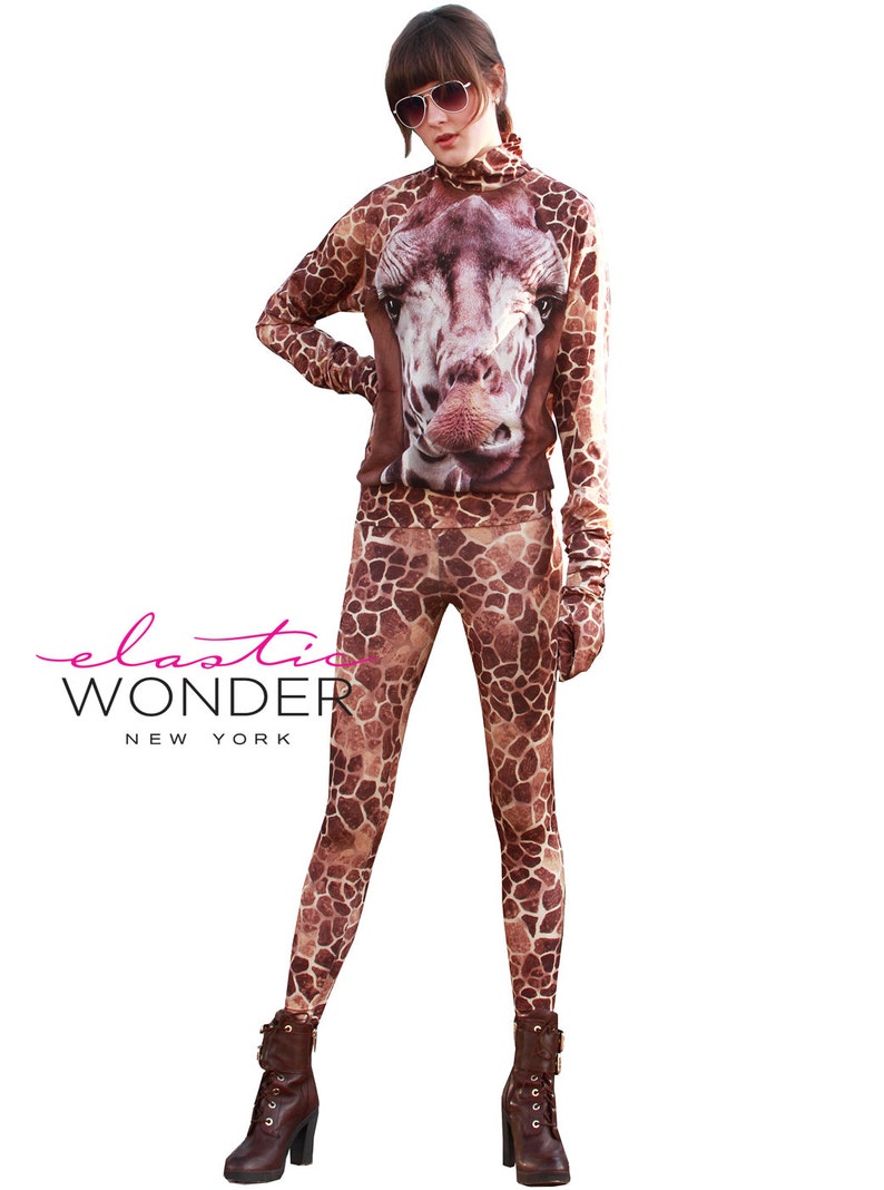 Giraffe Animal Print Nylon Spandex Women/'s Leggings Tights Fashion Hosiery Legwear Brown
