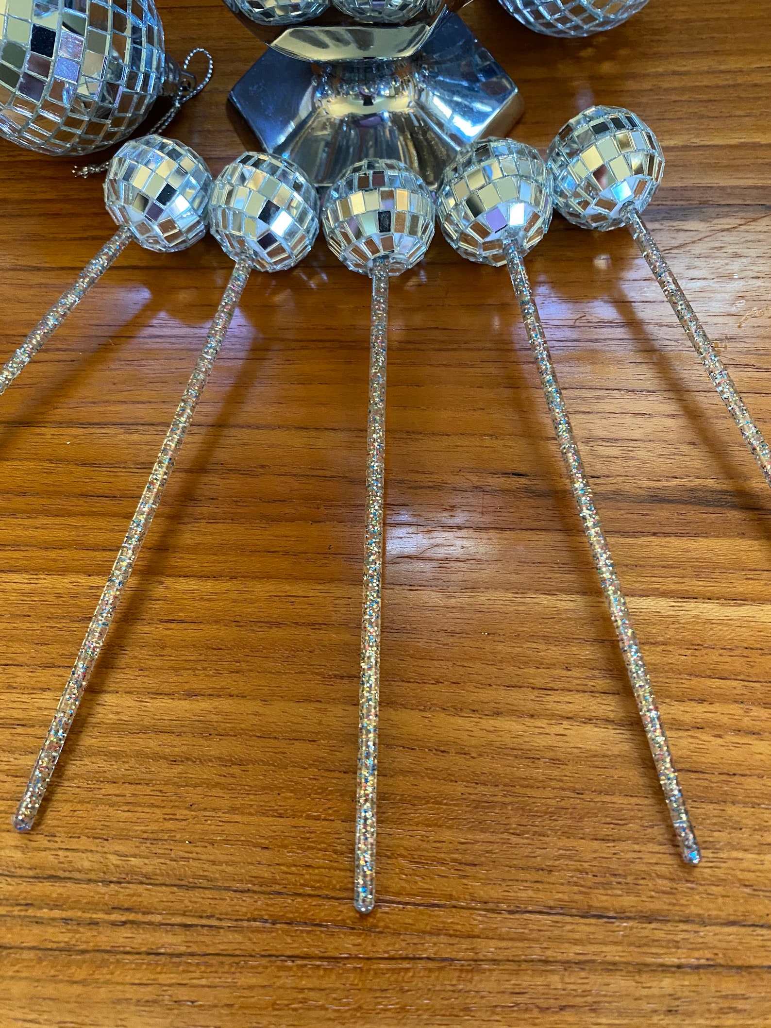 Disco Ball Swizzle Sticks Drink Stirrers Party Favors Set Etsy