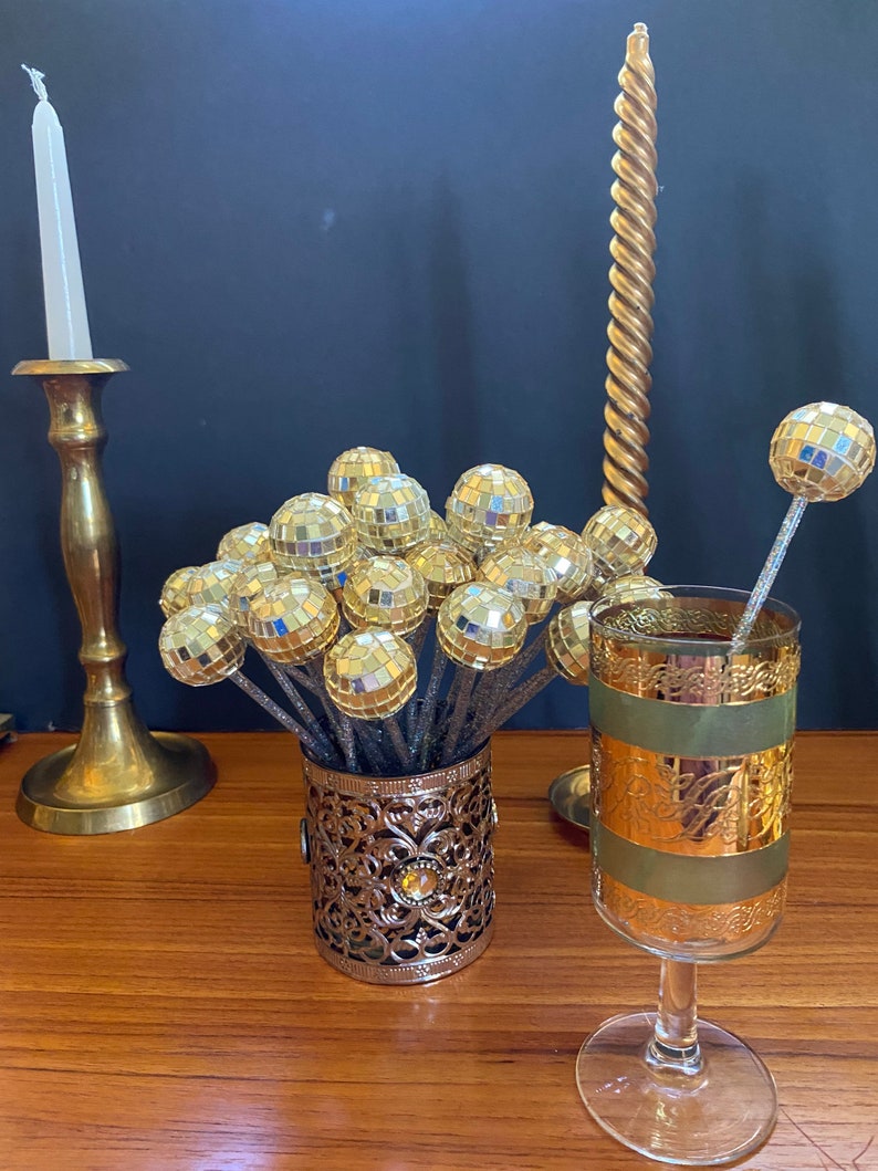 Disco Ball Swizzle Sticks Drink Stirrers Party Favors Set Etsy