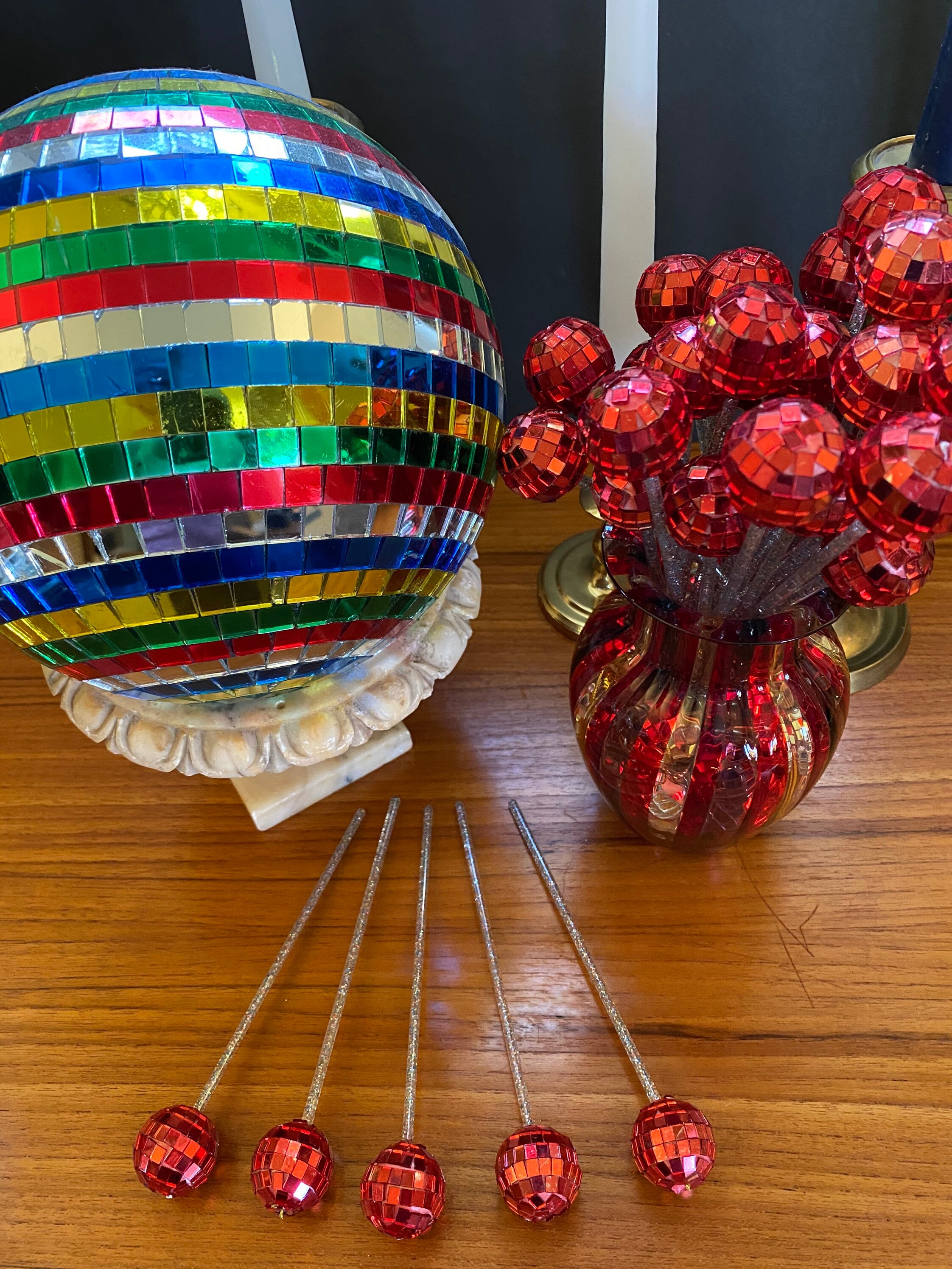 Disco Ball Swizzle Sticks Drink Stirrers Party Favors Set Etsy