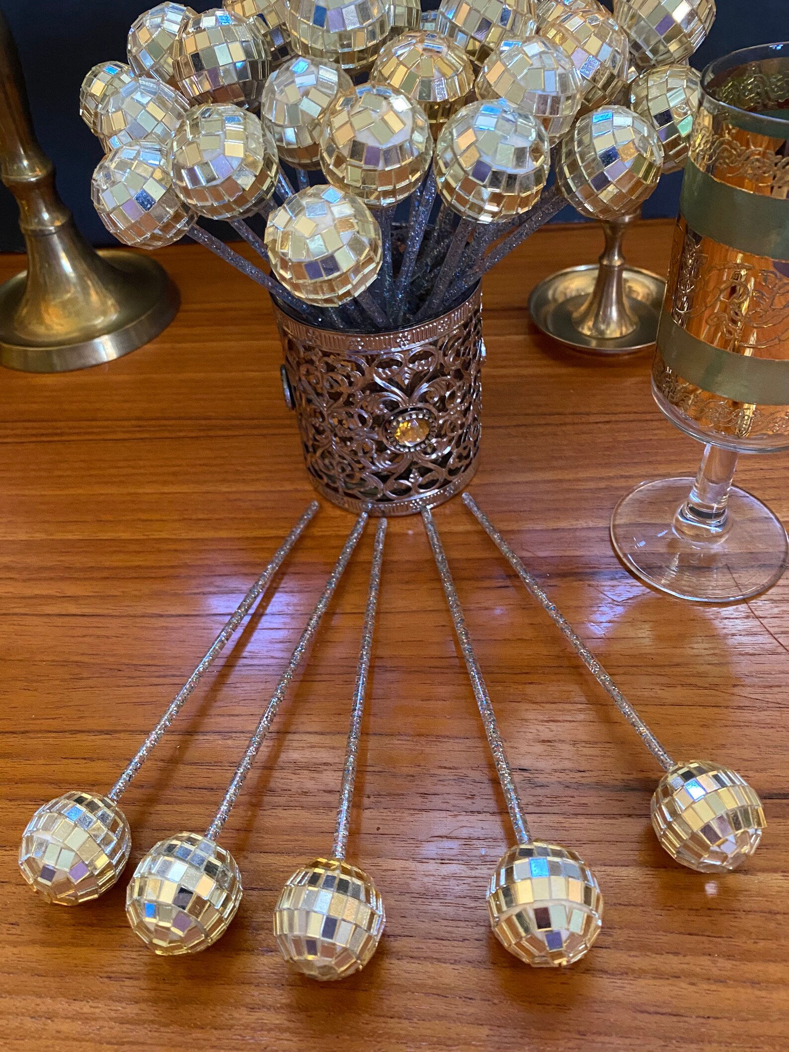 Disco Ball Swizzle Sticks Drink Stirrers Party Favors Set Etsy