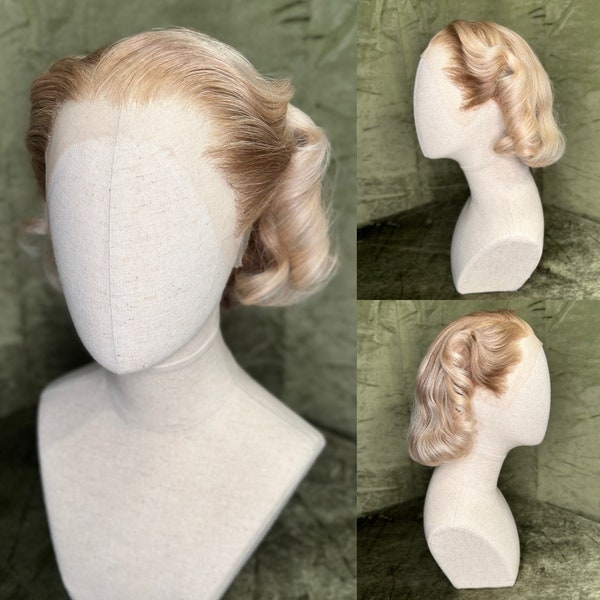 Vintage Styled Human Hair Theatrical Full Lace Wig