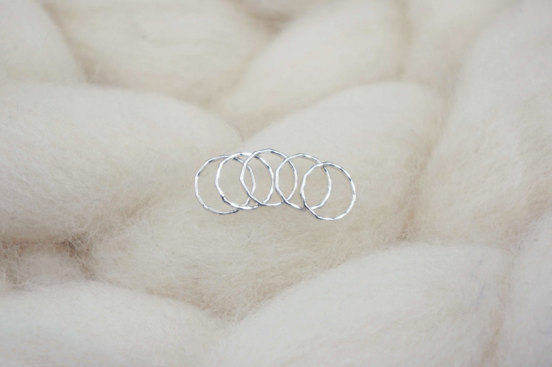 Fine Silver Knitting Stitch Markers Medium Set of Five Etsy