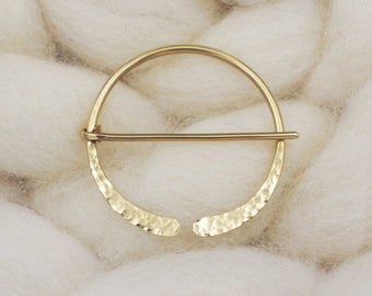 Large Brass Penannular Brooch - Pin for Hand Knit and Crocheted Accessories - Penannular Pin - Shawl Pin - Luxury Knitting Notion