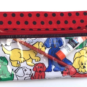 Puppy Dog Vinyl Pouch, Pencil Case, Travel Bag, Tech accessories, multipurpose zipper pouch, back to school, Gadget case