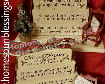 Christmas In Heaven poem wooden block set decor