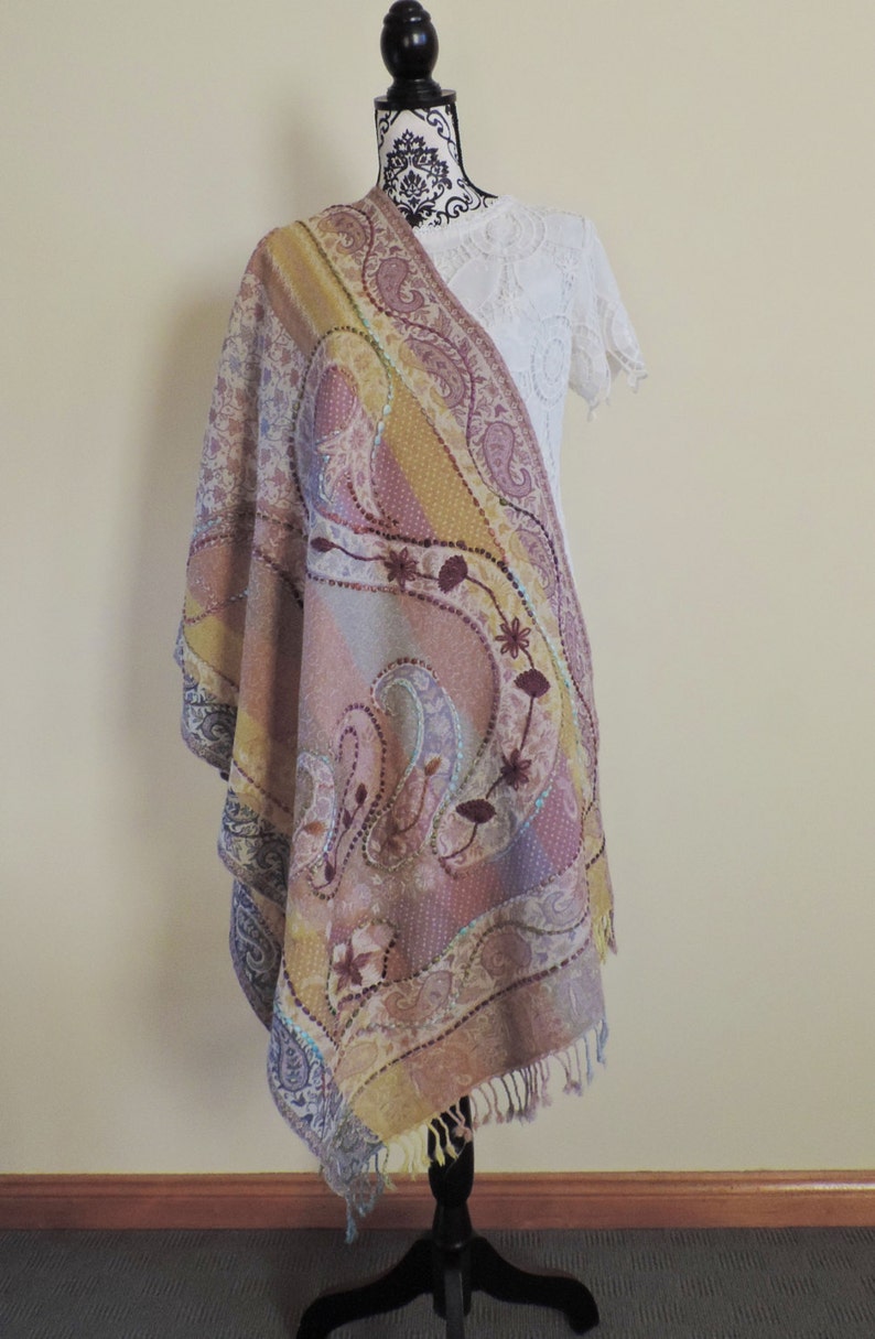 Wool Shawl Kashmir Cashmere Hand Embroidered Shawl Wrap | Etsy
