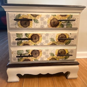 Sunflower Decoupage Dresser: Reclaimed Wood, Decorative Drawer