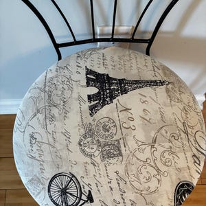 Vintage Metal Vanity Chair,Parisian Decor,French Script Chair, Metal Chair,Antique Style Seating,Shabby Chic Furniture, Eiffel Tower Chair,