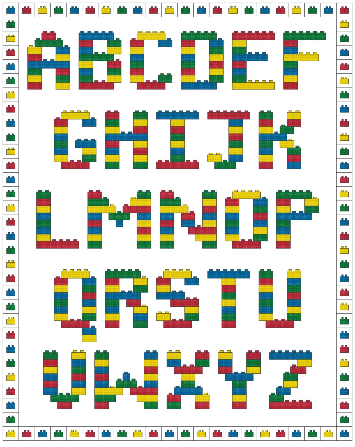 Brick Alphabet Cross Stitch Pattern | Etsy