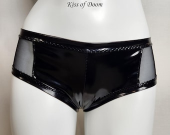 Glossy PVC Mini Micro Booty Shorts Sheer Women's Low Rise Hot Pants