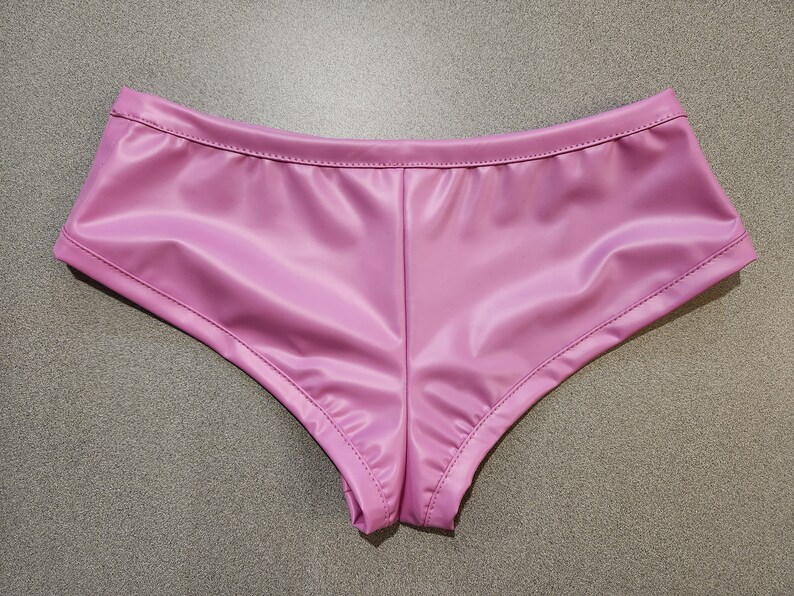STUDDED Faux Leather Bubblegum Pink Pleather Mini Shorts Women's Pastel Cheeky Hot Pants image 5