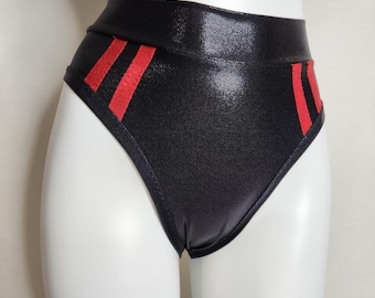 Red Racing Striped High Cut Women's Bikini Bottom
