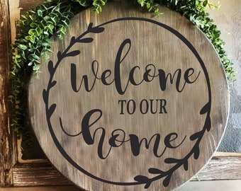 Welcome to our home Stencil- WELCOME Stencils - Farmhouse Welcome Stencils - Create Welcome signs, Farmhouse Signs, Door - Reusable 5 Sizes