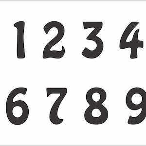 May include: A set of black numbers in a handwritten font, from 0 to 9.