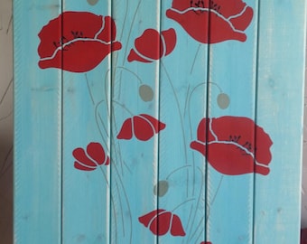 Poppy Stencil - Flower Stencil - Farmhouse Kitchen Stencil - Wallpaper Stencil - Poppy Sign Stencil -  Garden Stencil - Reusable 9 sizes