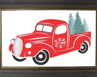 Let it Snow Stencil - Christmas Stencil - Paint Merry Christmas Signs - Farmhouse Christmas Decor - Christmas Truck - Reusable 5 Sizes