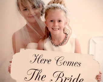 Here comes the BRIDE - Wedding Decor - Create Wedding Signs, Here Comes the Bride, Flower Girl Signs - Ring Bearer Signs - REUSABLE 4 sizes