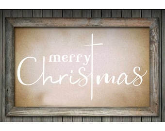 Merry Christmas Sign Stencil - Christmas Stencil - Paint Merry Christmas Signs - Christian Signs - DIY Chrismas Sign - 6 Size REUSABLE