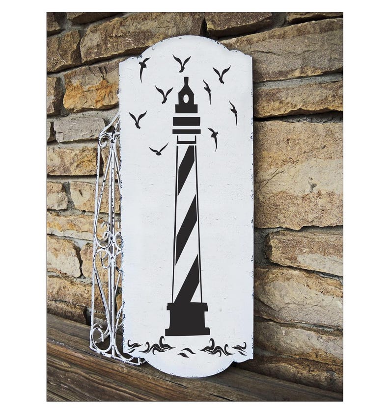 Lighthouse, Nautical Stencil, Lighthouse Decor, Ocean Stencil, Sailboat, Lighthouse Stencil, Beach Stencil, Paint Beach Signs, Lake Signs image 5