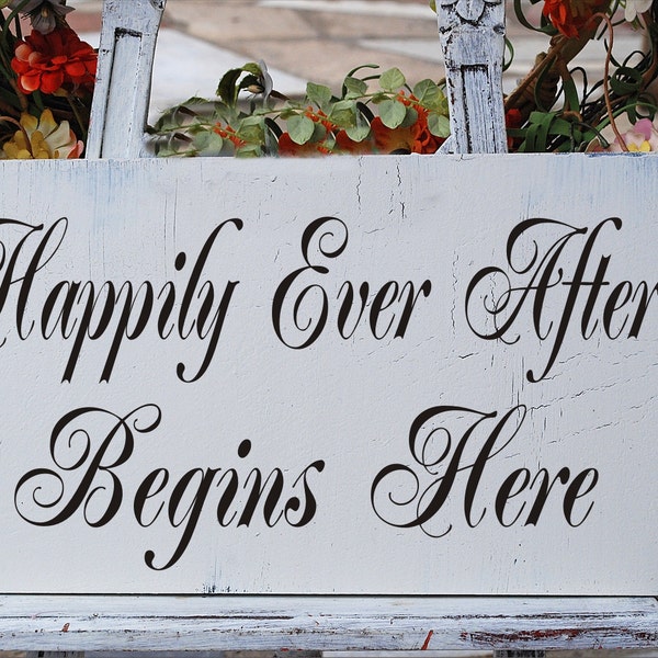 HAPPILY EVER AFTER Stencil - Kitchen Stencils - Wedding Signs - Fairytale Stencils - Lake Signs - Create Kitchen Signs - Reusable 5 Sizes