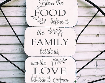 Bless the Food before us Stencil- Reusable STENCIL- 3 PCS-  5 sizes available - Create Family Blessing Signs, Cottage Signs