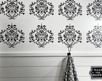 Damask STENCIL - Wall Stencil - Reusable Stencils- Damask Design 5- 16 Sizes- Create Pillows, Wall Stencil, Floor Stencil, TILE Stencil