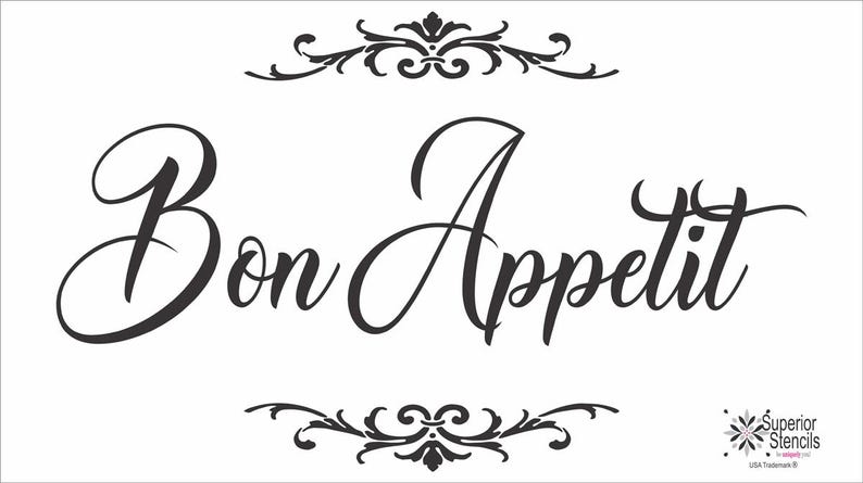 Bon Appetit Stencil | French Sign Stencil | Farmhouse Kitchen Wall ...