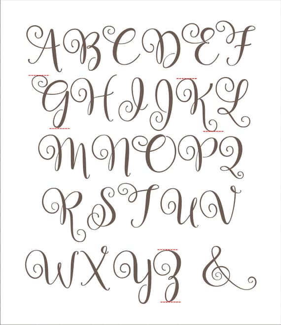 Alphabet Stencils - Letters - Curly Letters - Farmhouse - Alphabet - UPPER Case letters - Create Custom Signs - Reusable Bal2014 6 sizes