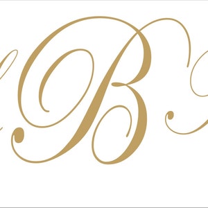 May include: Gold script lettering of the letters L, B, and A.