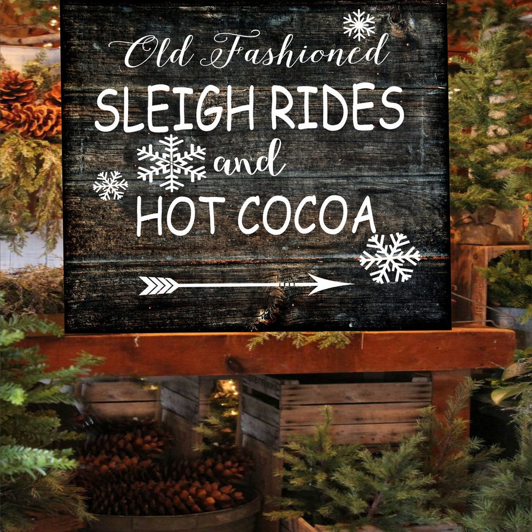 Rustic Sleigh Rides Christmas Stencil Old Fashioned SLEIGH RIDE Stencil Sleigh Rides Paint ...