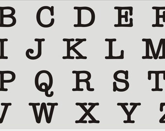 Alphabet Stencil - Letters - Alphabet - Typewriter - Letter Stencil - UPPER Case letters - Paint Custom Sign - Reusable  016 A-Z- 6 Sizes