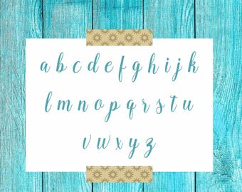 Alphabet Stencil - Letters Stencil - Alphabet - Script Alphabet -  lower CASE letters - Paint Custom Signs -Reusable 7 sizes - Bal2014 A-Z