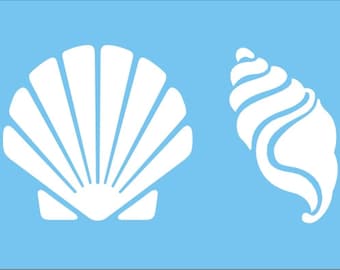 Shell Stencil - Sea Shell Stencil - Set of 2 Shells - Create Beach Napkins, Beach Signs, Beach Pillows, Lake Signs - Reusable 6 SIZES