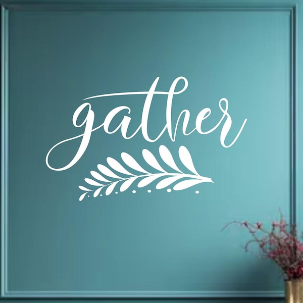 Gather Sign Stencil - Flourish Stencil for Kitchen & Family Signs - Wall Painting Stencil - Reusable Stencil in 12 Sizes - Made USA