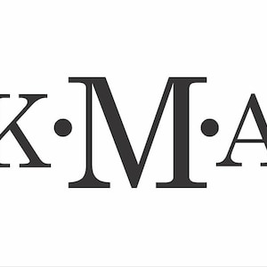 May include: Black and white logo with the letters K, M, and A, with a dot between each letter.