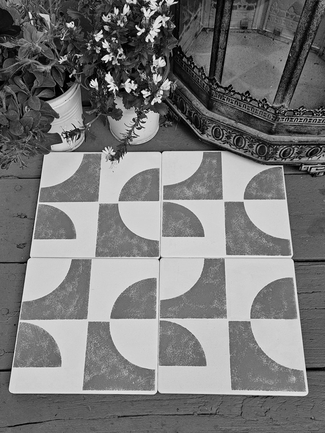 MOONSCAPE Tile Tile Stencil Painting Tiles Painting Floors Stepping ...