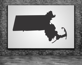 MASSACHUSETTS Stencil - Massachusetts Silhouette - Massachusetts - Stencil for Painting Massachusetts Sign - Massachusetts Wall Decor