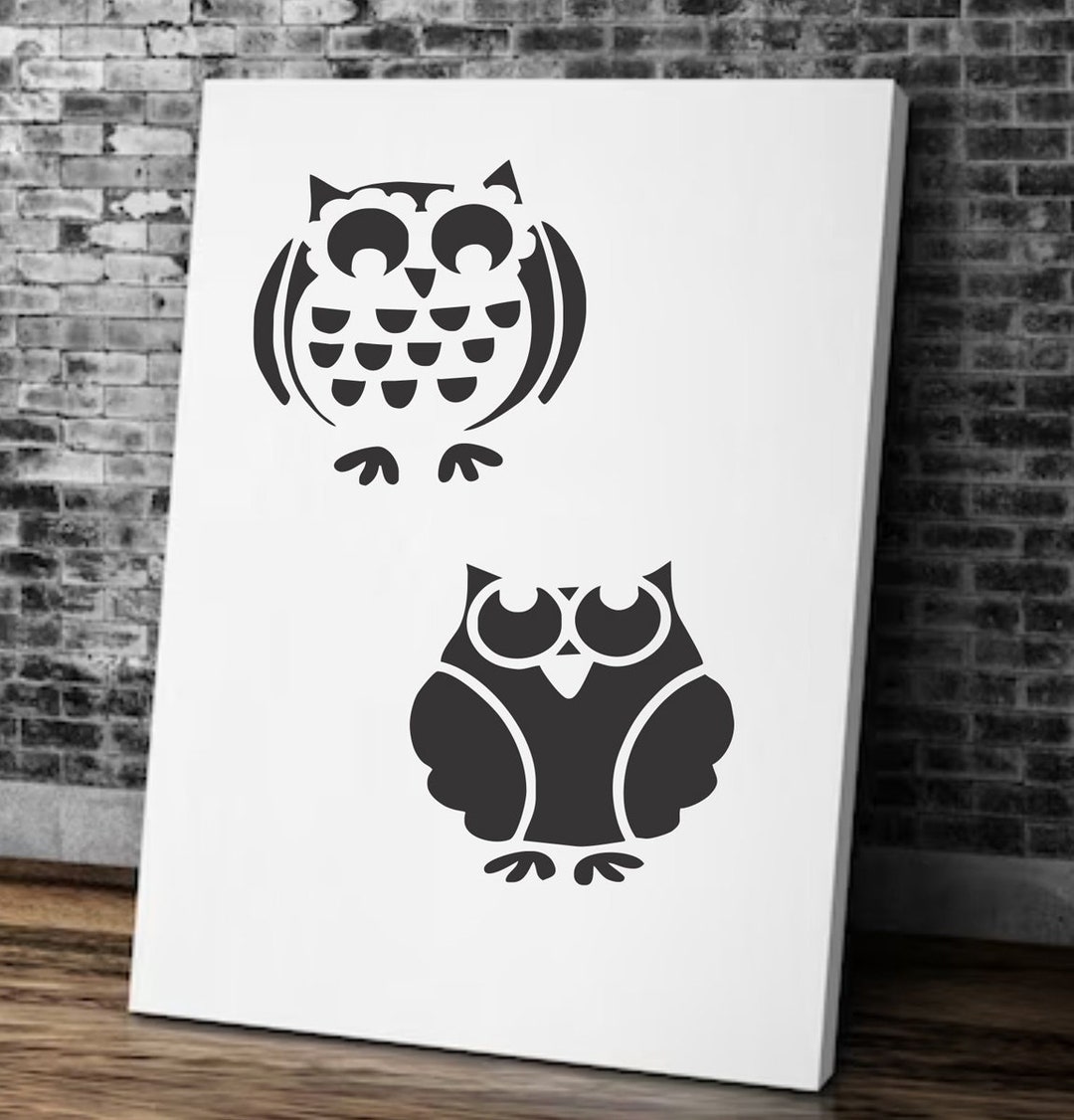 OWLS Set of 2 - Owl - Wall Stencils - Owl Decor - Paint Nursery Wall ...