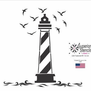 Lighthouse, Nautical Stencil, Lighthouse Decor, Ocean Stencil, Sailboat, Lighthouse Stencil, Beach Stencil, Paint Beach Signs, Lake Signs image 4