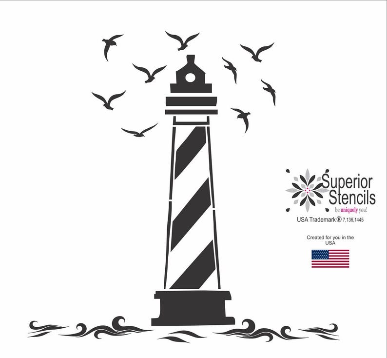 Lighthouse, Nautical Stencil, Lighthouse Decor, Ocean Stencil, Sailboat, Lighthouse Stencil, Beach Stencil, Paint Beach Signs, Lake Signs image 4