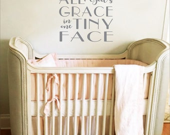 All of God's Grace in one Tiny Face - Christian Nursery Sign Stencils - Children Stencils - Create Christian Signs - Reusable 5 Sizes