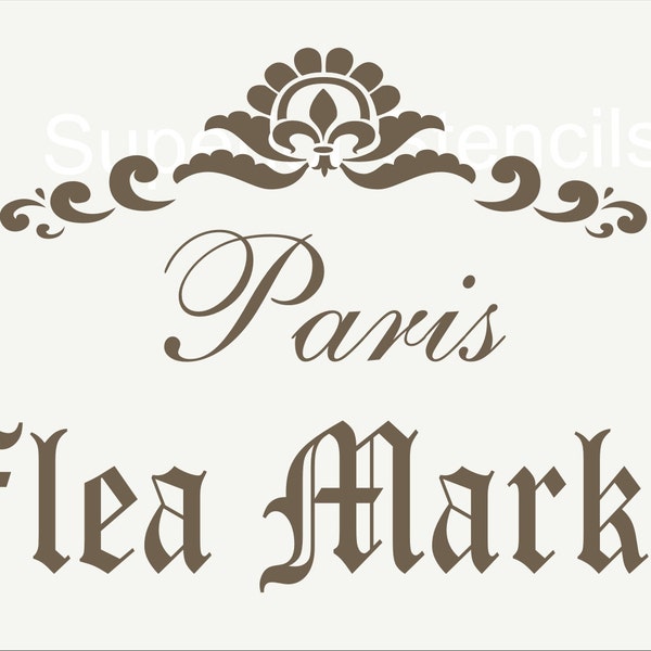Paris FLEA MARKET Stencil - Market - Farmhouse Style Stencil - French Stencils - French Country - Create Market Signs - Reusable 6 Sizes