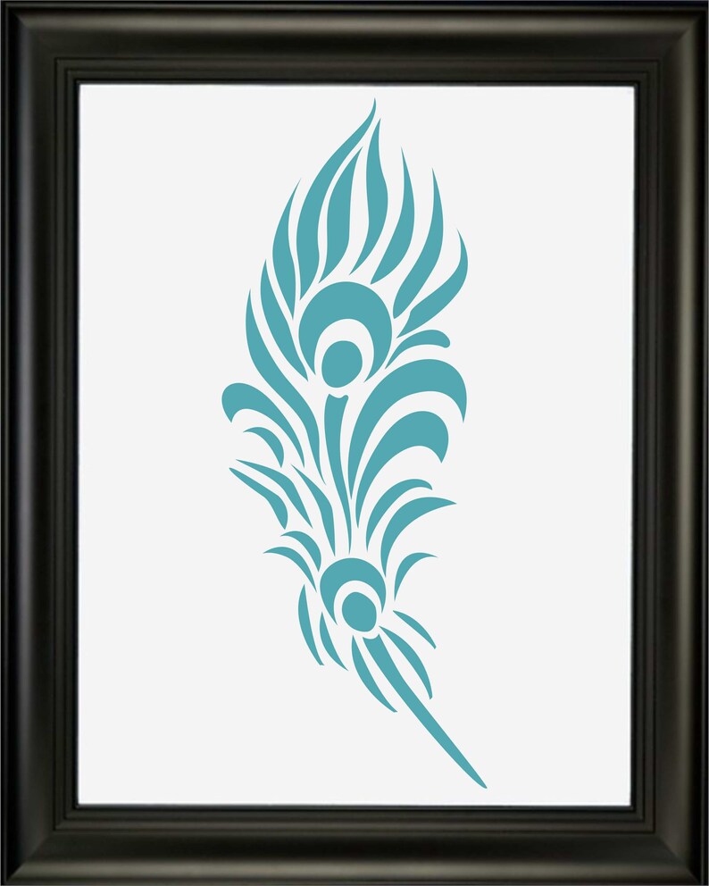Peacock Feather Stencil FEATHER 7 Sizes Available Create Etsy