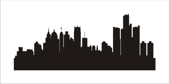 Detroit Skyline Stencil Reusable Stencils 7 Sizes Etsy