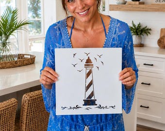 Lighthouse, Nautical Stencil, Lighthouse Decor, Ocean Stencil, Sailboat, Lighthouse Stencil, Beach Stencil, Paint Beach Signs, Lake Signs