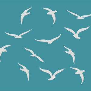 Seagulls Stencils - OCEAN BIRDS Stencil - Seagulls - Beach Stencil - Lake Wall Stencils - Create Beach Pillows, Beach Signs, Lake - 5 sizes