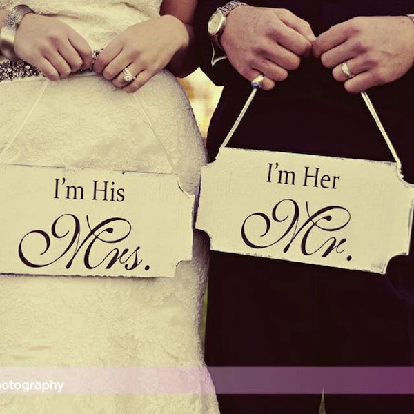 I'm His Mrs / I'm Her Mr Stencil Reusable Stencil Set 3 sizes  Create your own Wedding Chair signs