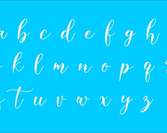 Alphabet Stencil - Alphabet - Script letters - Lettering - Reusable Belist A-Z Letters 6 sizes-  lower CASE letters